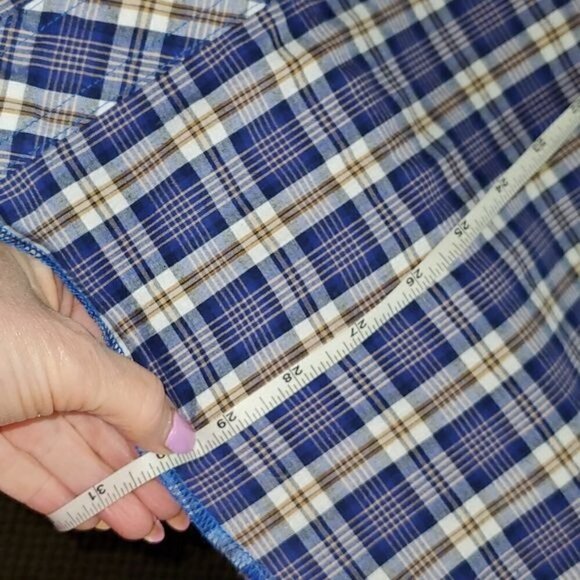 Wrangler Western Wear Sz. L Blue Plaid Pearl Snap SS Casual Button Down Shirt - Picture 12 of 14